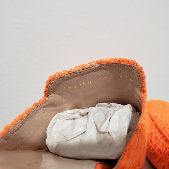 Orange Gucci Princetown Lace Mule Shoes 39.5 - Picture 11 of 14